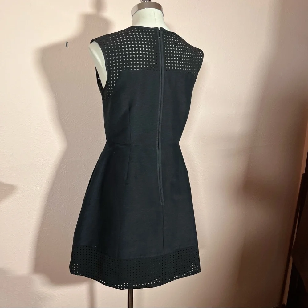 J.CREW LBD fit and flare classic black sleeveless mini dress Cocktail Silk deco